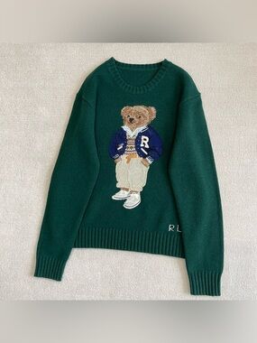 Polo by Ralph Lauren Forest Green Bear Crewneck Sweater
